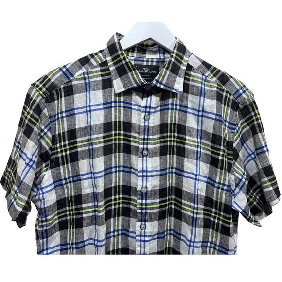 Rodd and Gunn Shirt Mens L Sports Fit Plaid Italian Linen Short Sleeve Button Up - Picture 4 of 13